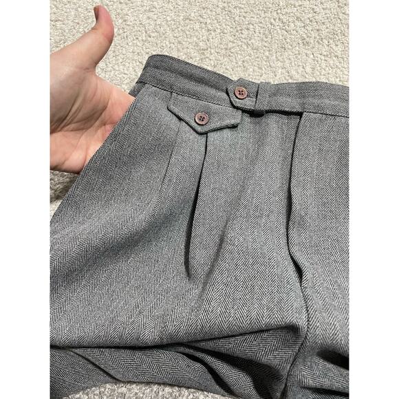 VTG Cassandra Herringbone Dress Pants Womens 12 Petite Pleated Trousers Gray USA - Picture 5 of 12